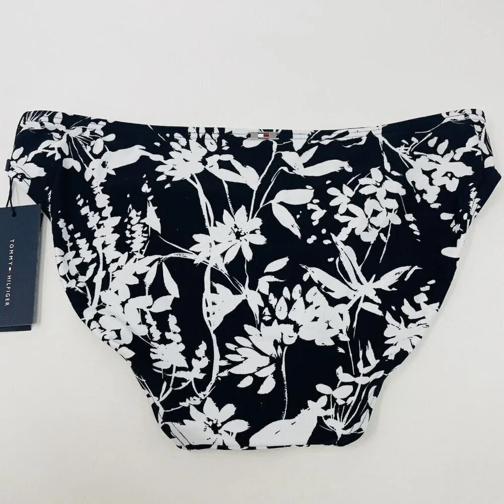 Tommy Hilfiger Womens Medium‎ Floral Hipster Bikini Bottoms Black $48 855/1499